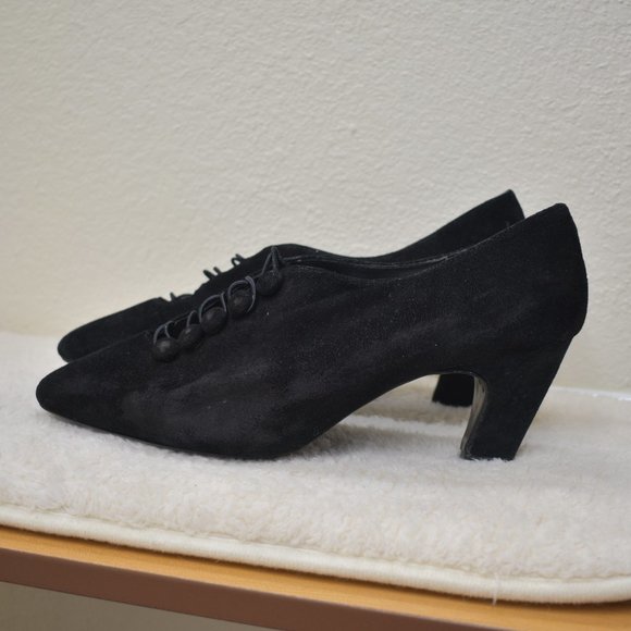 Vintage Rush Hour Black Velvet Kitten Heel Shoes - Picture 1 of 7